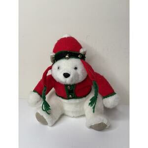 International Silver Co Christmas Polar Bear 10" Plush Stuffed Animal 1995